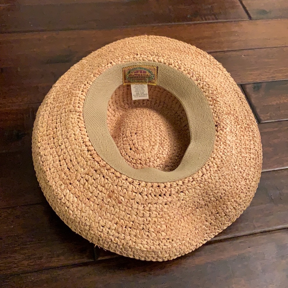 Scala Natural Raffia Straw Hat With Palm Tree Ban… - image 6